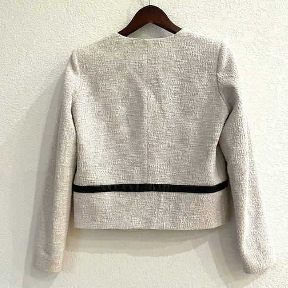 IRO Tweed Boucle Jacket in Natural with Leather Trim FR 38 US 6 - Picture 3 of 10